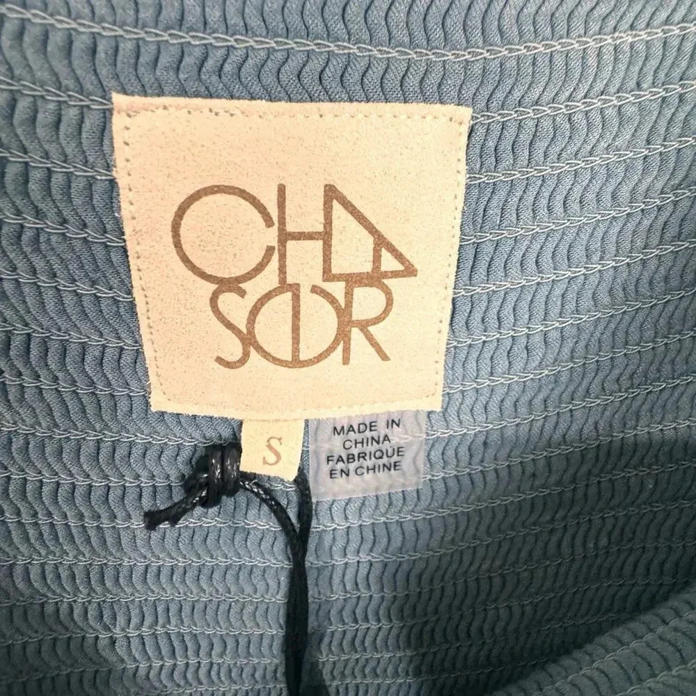 Chaser Long Sleeve Smocked Top Steele Blue Women's Small NWT BOHO Relaxed Flowy - Picture 5 of 11